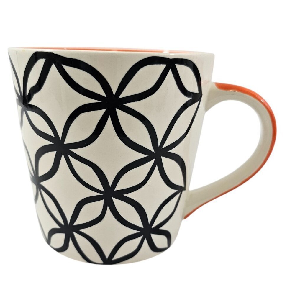 Pier 1 Imports Hand Painted Geometric Pattern 14 Oz Stoneware Mug Cup